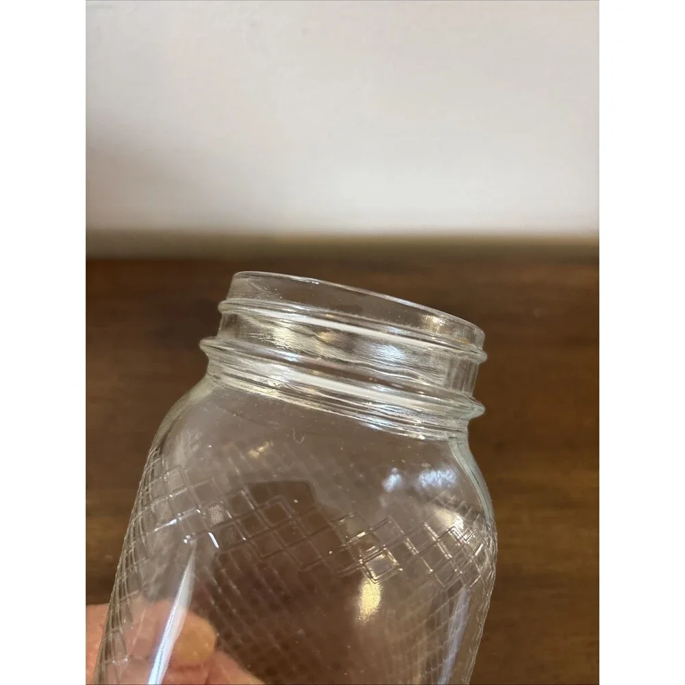 Anchor Hocking Square Waffle Pattern Faced Quart Jar No Lid